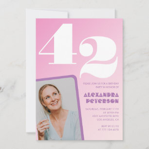 Invitaciones de cumpleaños número 42 rosadas Foto 