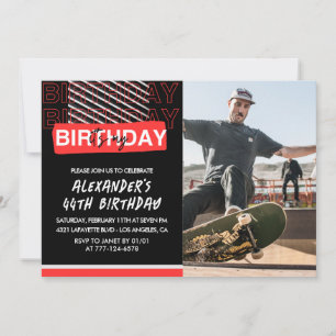 Invitaciones de cumpleaños número 44 con foto de h