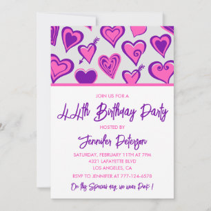 Invitaciones de cumpleaños número 44 con patrón de