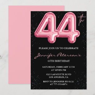 Invitaciones de cumpleaños número 44 de Black Pink