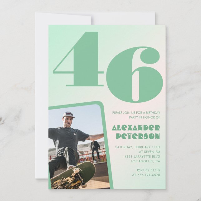 Invitaciones de cumpleaños número 46 con gradiente (Anverso)