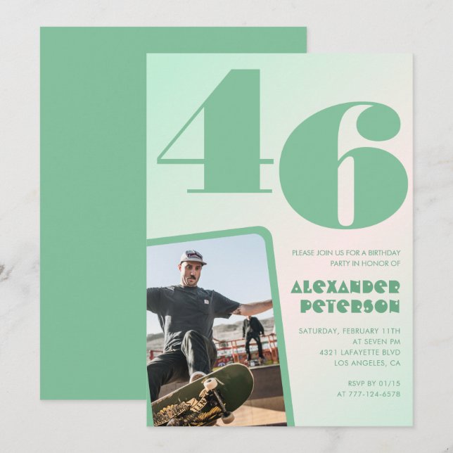 Invitaciones de cumpleaños número 46 con gradiente (Anverso / Reverso)