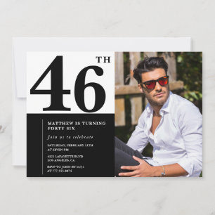 Invitaciones de cumpleaños número 46 en blanco y n