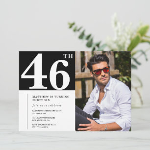 Invitaciones de cumpleaños número 46 en blanco y n