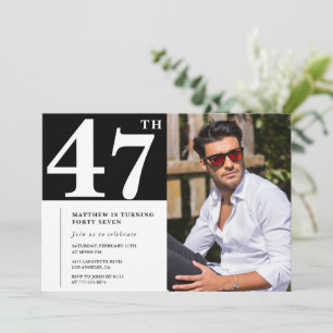 Invitaciones de cumpleaños número 47 en blanco y n