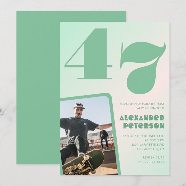 Invitaciones de cumpleaños número 47 gradiente ver (Anverso / Reverso)
