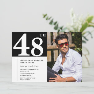 Invitaciones de cumpleaños número 48 en blanco y n