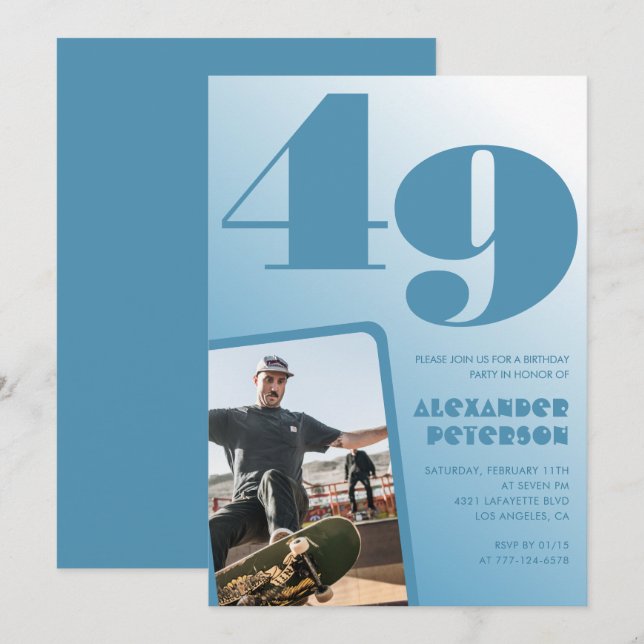 Invitaciones de cumpleaños número 49 con gradiente (Anverso / Reverso)