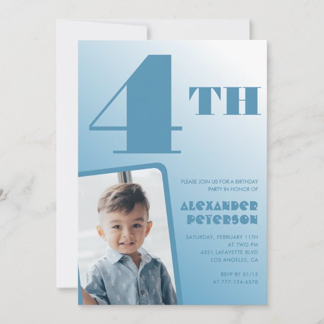 Invitaciones de cumpleaños número 4 con gradiente  (Anverso)