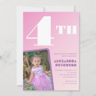 Invitaciones de cumpleaños número 4 con gradiente 