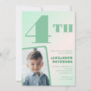 Invitaciones de cumpleaños número 4 con gradiente 