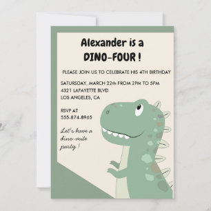 Invitaciones de cumpleaños número 4 de dinosaurio 