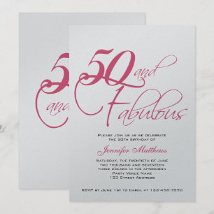 Invitaciones de cumpleaños número 50 de Plata Negr
