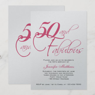 Invitaciones de cumpleaños número 50 de Plata Negr