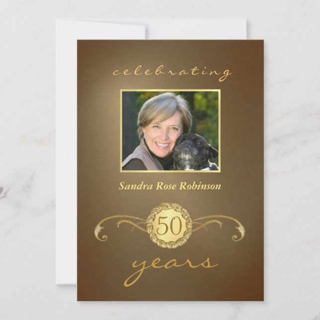 Invitaciones de cumpleaños número 50 - Monograma d (Anverso)