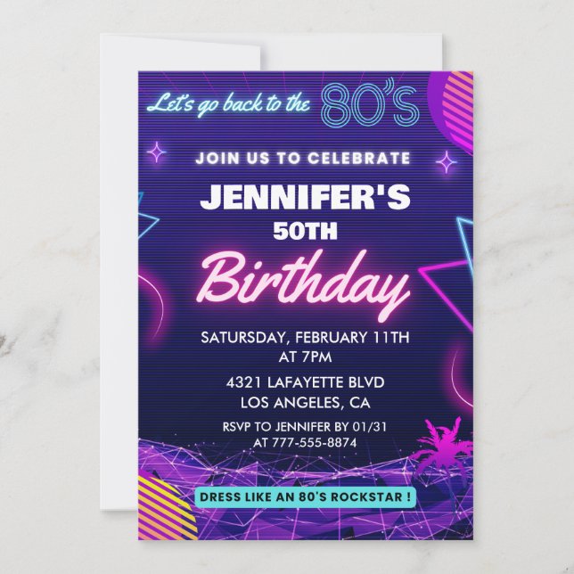 invitaciones de cumpleaños número 50 Regreso a la  (Anverso)