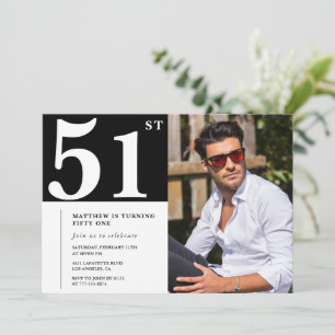 Invitaciones de cumpleaños número 51 en blanco y n