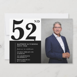 Invitaciones de cumpleaños número 52 en blanco y n