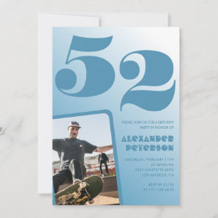 Invitaciones de cumpleaños número 52 gradiente azu