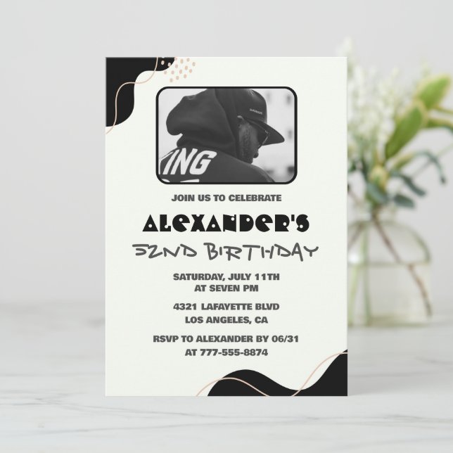 Invitaciones de cumpleaños número 52 para hombres  (Anverso de pie)