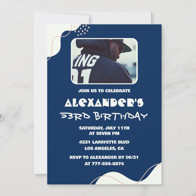 Invitaciones de cumpleaños número 53 simples para  (Anverso)