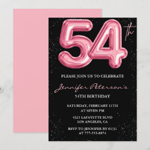Invitaciones de cumpleaños número 54 de Black Pink