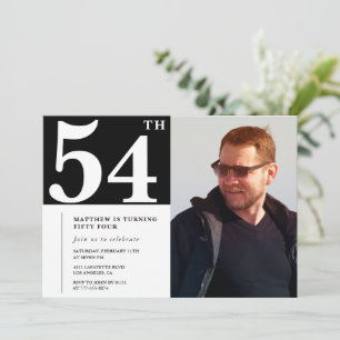 Invitaciones de cumpleaños número 54 en blanco y n