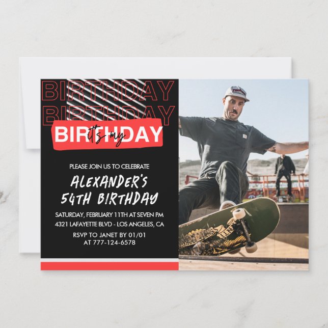 Invitaciones de cumpleaños número 54 para hombres  (Anverso)