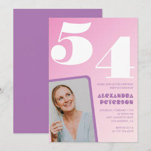 Invitaciones de cumpleaños número 54 Pink Groovy R