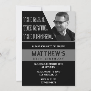 Invitaciones de cumpleaños número 56 negras El Hom