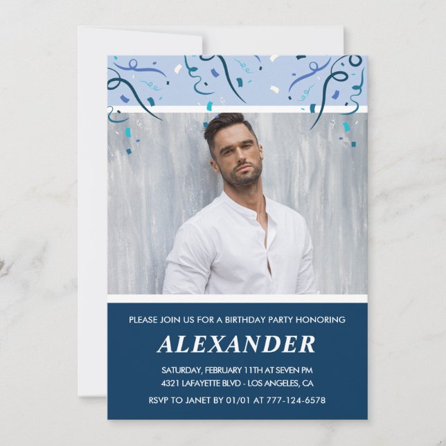 Invitaciones de cumpleaños número 57 para hombres  (Anverso)