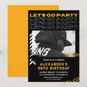 Invitaciones de cumpleaños número 58 negras para h