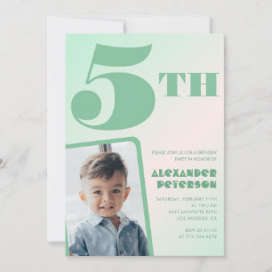Invitaciones de cumpleaños número 5 con gradiente 