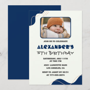 invitaciones de cumpleaños número 5 Niño Azul Mari