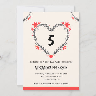 invitaciones de cumpleaños número 5 para ella cora
