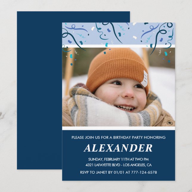 Invitaciones de cumpleaños número 5 para niño Foto (Anverso / Reverso)