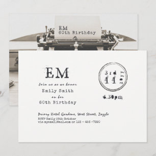 Invitaciones de cumpleaños número 60 con fuente de