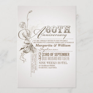 invitaciones de cumpleaños número 60 con tipografí