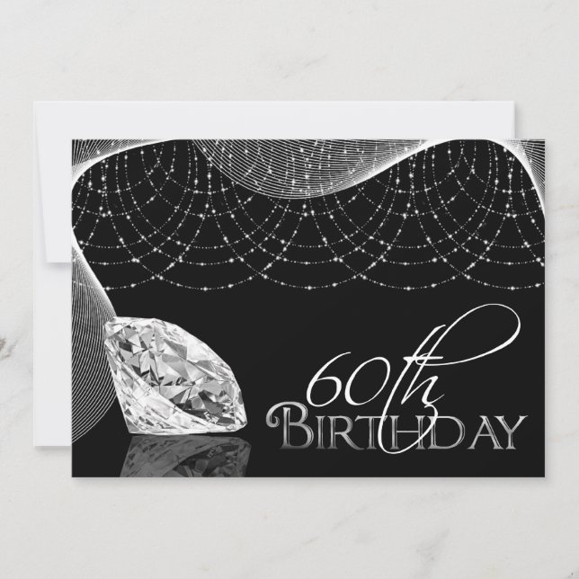 Invitaciones de cumpleaños número 60 del Diamante  (Anverso)