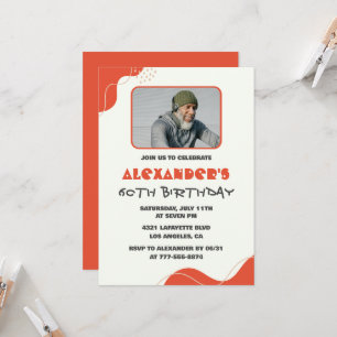 invitaciones de cumpleaños número 60 hombres rojas