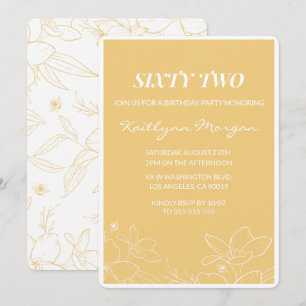 Invitaciones de cumpleaños número 62 Floral Modern