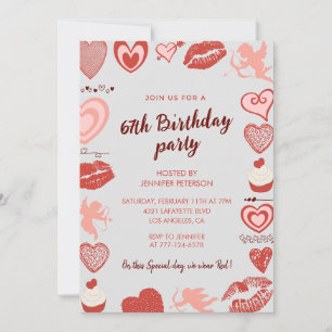 Invitaciones de cumpleaños número 67 con corazones