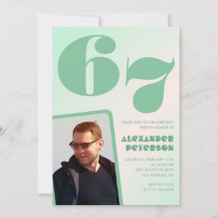 Invitaciones de cumpleaños número 67 con gradiente