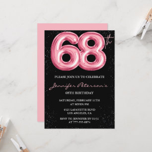 Invitaciones de cumpleaños número 68 de Black Pink