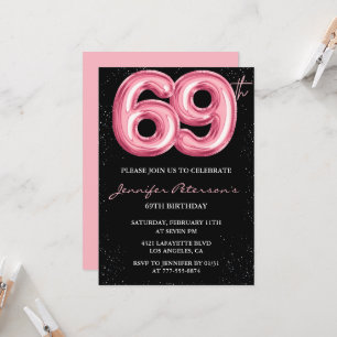 Invitaciones de cumpleaños número 69 de Black Pink