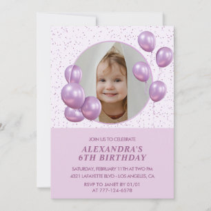 invitaciones de cumpleaños número 6 Globos Foto Pu