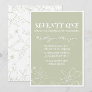 Invitaciones de cumpleaños número 71 con flores ve
