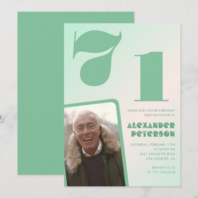 Invitaciones de cumpleaños número 71 con gradiente (Anverso / Reverso)