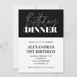 Invitaciones de cumpleaños número 71 para cena Ele