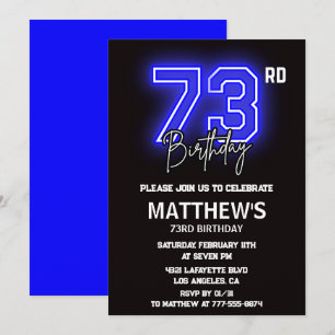 Invitaciones de cumpleaños número 73 Neon Black Ho